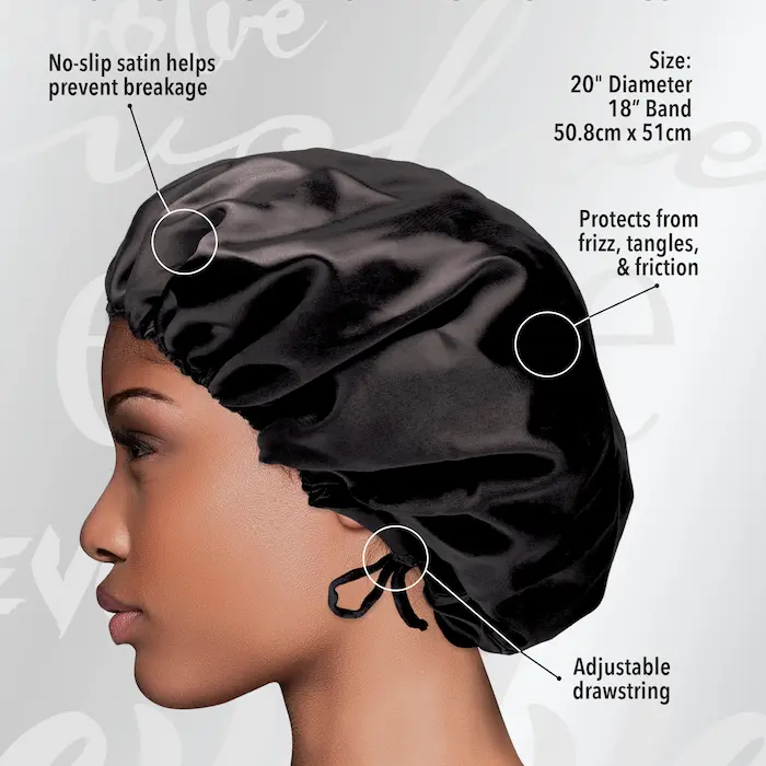 Bonnet Nuit Satin Rond avec attaches - Evolve Luxe - Image 2