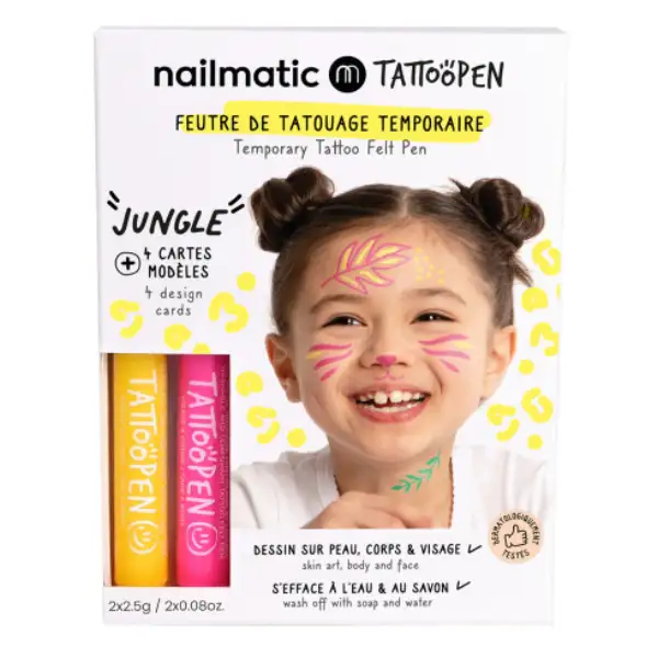 Feutres Tatouages Temporaires Tattoopen Jungle Jaune et Rose - Nailmatic