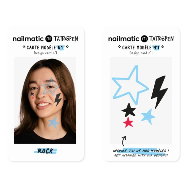 Feutres Tatouages Temporaires Tattoopen ROCK Bleu & Noir - Nailmatic - Image 2