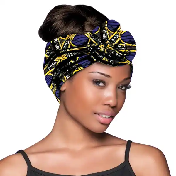 Foulard de tête Wrap Cheveux Imprimé Bleu - Evolve