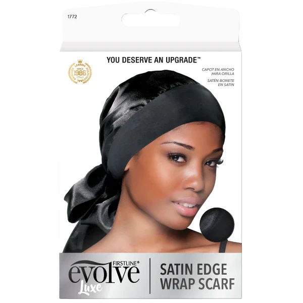 Foulard Satin Edge Wrap Scarf Noir - Evolve - Image 3