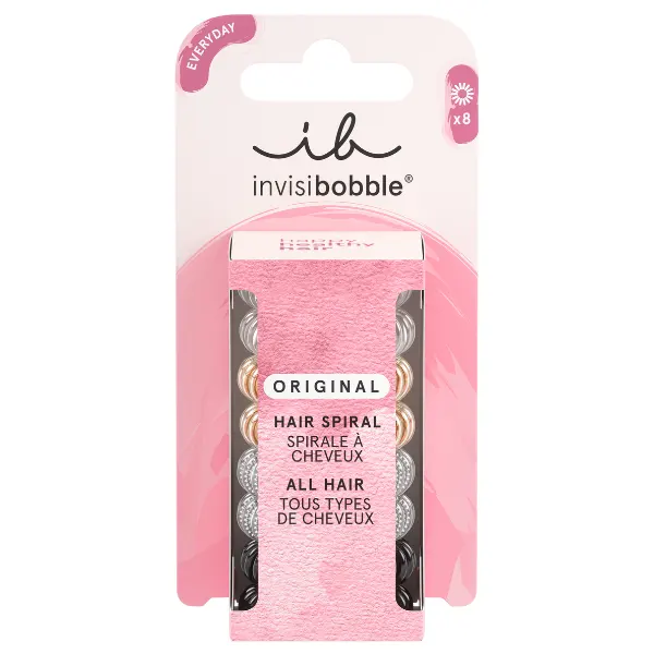 Elastiques à Spirales ORIGINAL Clear Black Metallic Lot de 8 - Invisibobble