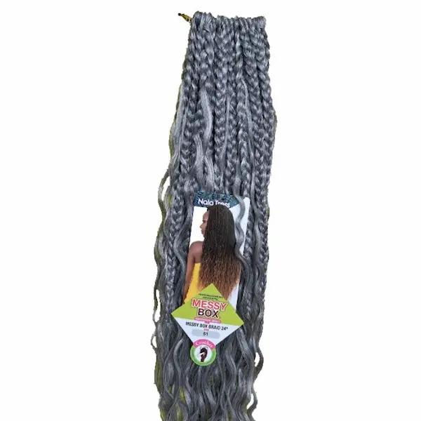Crochet Braids Gris 24 pouces Messy - Janet Collection - Image 3
