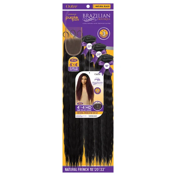 Tissage Long Natural French 3pcs + Closure HD 4X4 - Outré - Image 4
