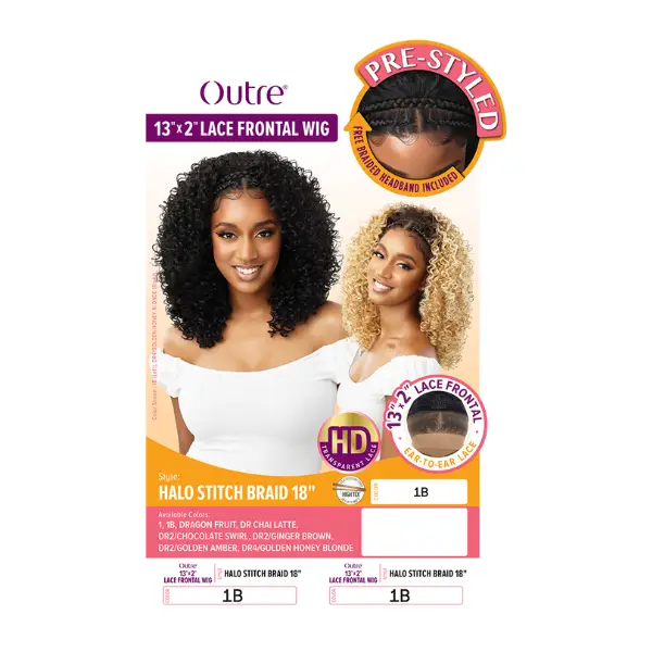 Perruque Lace Front Blonde Halo Stitch Braid 18 pouces - Outré - Image 3