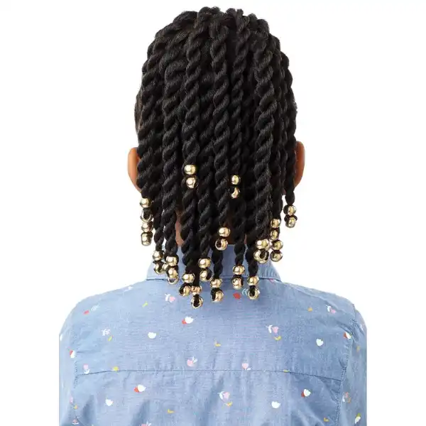 Postiche Pré-Twisté Noir Beaded Twists - Outré Lil Looks - Image 3